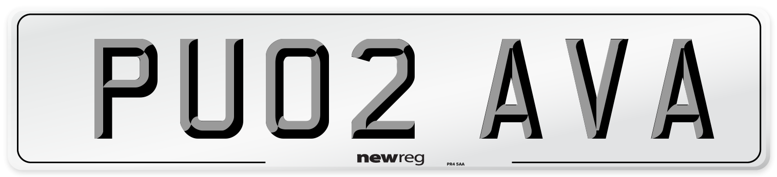PU02 AVA Number Plate from New Reg